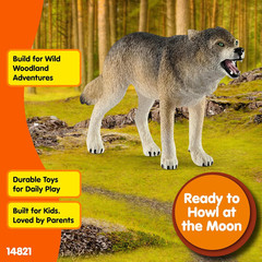 Wild Life Realistic Prowling Gray Wolf Figurine – Durable North American Forest