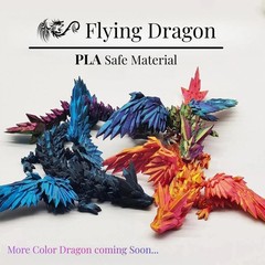 3D Printed Dragon with Wings, 11″ 3D Printed Dragon Toys for Kids, 3D Dragon …