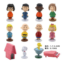 12pcs Japan Anime Peanuts Snoopy Charlie Sally Woodstock Mini Figure Model Toys