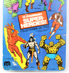VTG 1979 MEGO WORLD’S GREATEST SUPER HEROES HUMAN TORCH FRENCH PIN PIN CARD