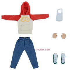 1/12 Custom Hoodie Pants Casual Clothes Set For 6” One Punch Man SAITAMA Figure