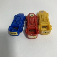 Vintage 1950 United Feature Syndicate Peanuts Race Cars Red Yellow Blue 2 inches