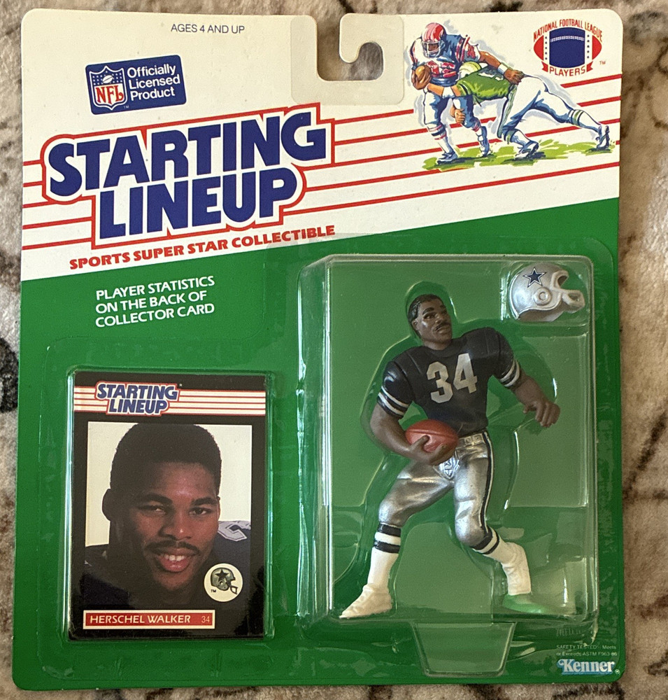 Kenner Starting Lineup 1989 NFL Herschel Walker Football Figure Card Helmet