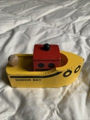 1992 Wooden Thomas & Friends Train 1st Edition Sodor Bay Tug Boat Black Stack