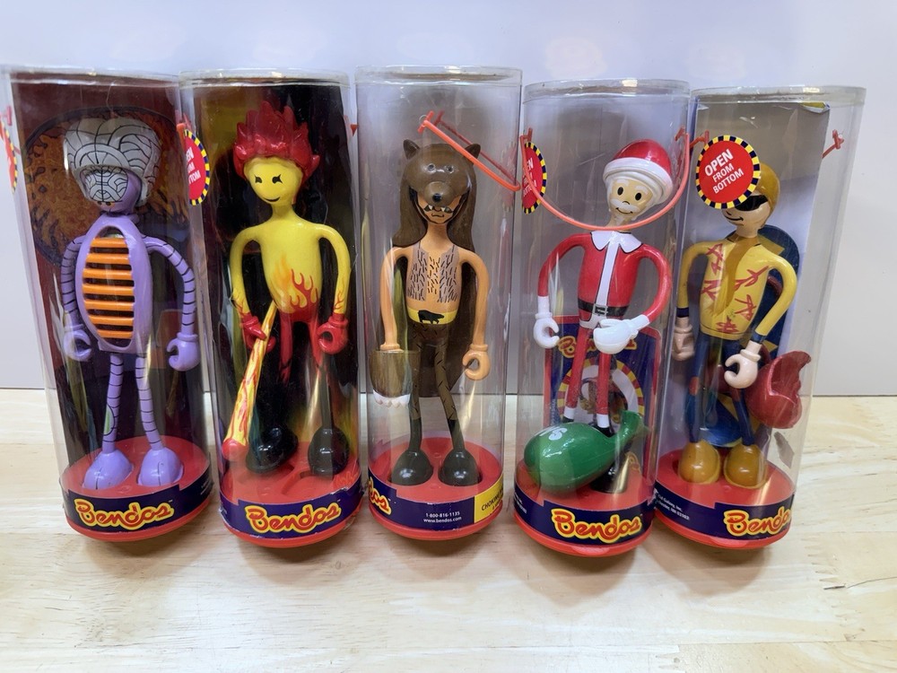 Bendos Lot of 5 Action Figures with a Twist Flashy Santa Big Brain Stinkbug