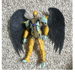 Bird Action Figure Plastic Toy Gold Armor w/ Black Wings, Green Accents