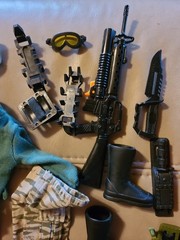 Vintage GI JOE Accessories Lot Boots, Jungle, Goggle, Knives, Guns, Etc