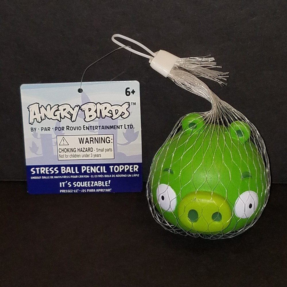 Angry Birds Stress Ball Pencil Topper Green Pig 3″ Foam Figure Rovio 2012 NEW