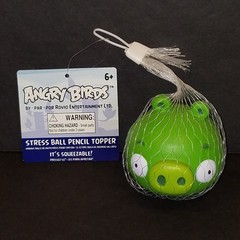 Angry Birds Stress Ball Pencil Topper Green Pig 3″ Foam Figure Rovio 2012 NEW