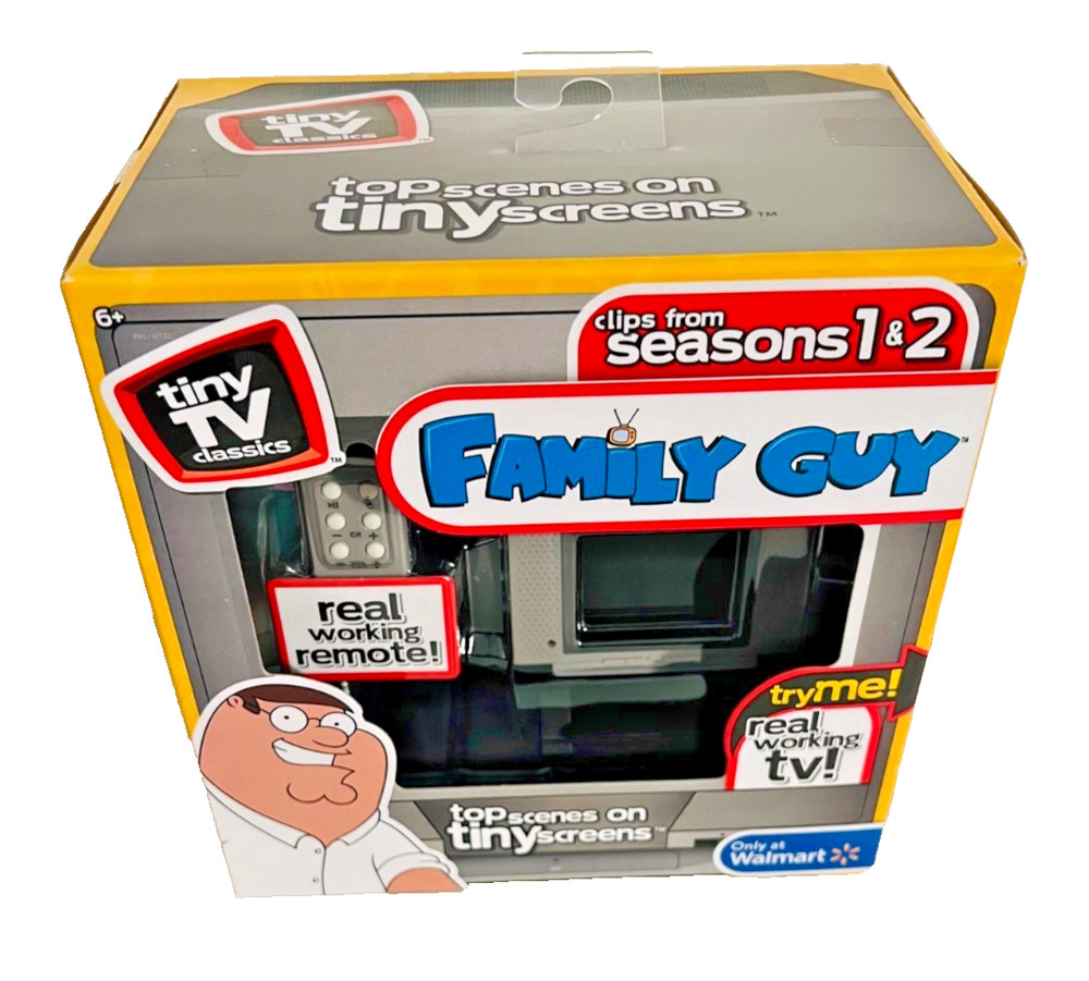 Family Guy Tiny TV Classics Real Working TV and Remote Seasons 1 & 2 Clips NEW