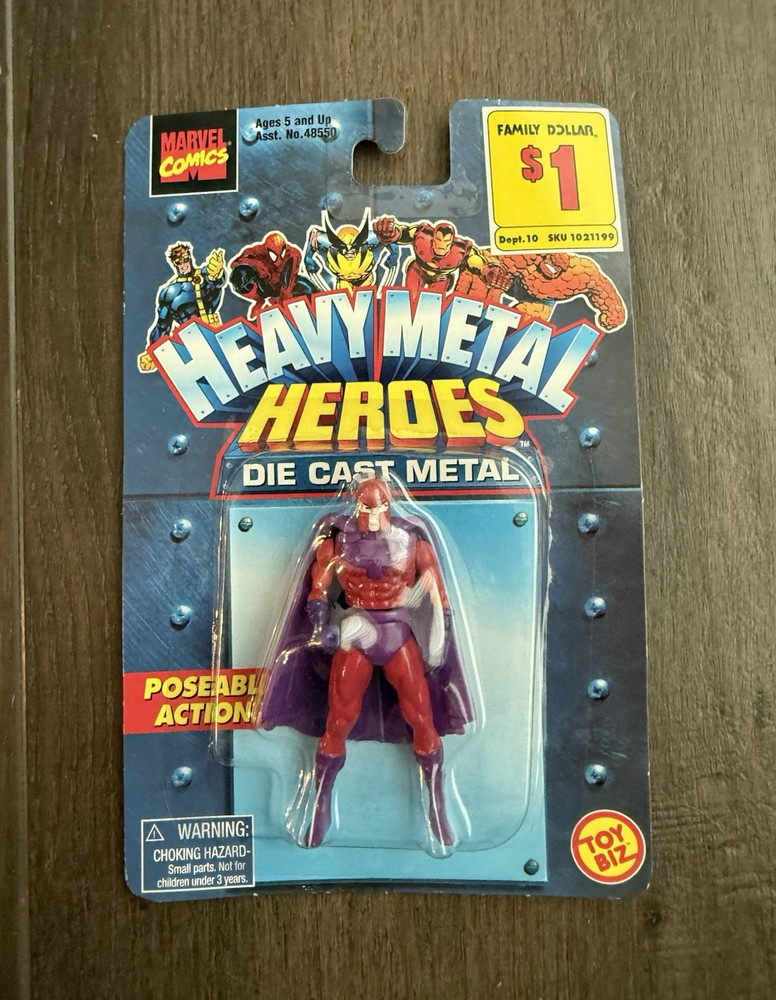 Toy Biz Heavy Metal Heroes Magneto Die-Cast Metal Poseable Figure Cape 1998
