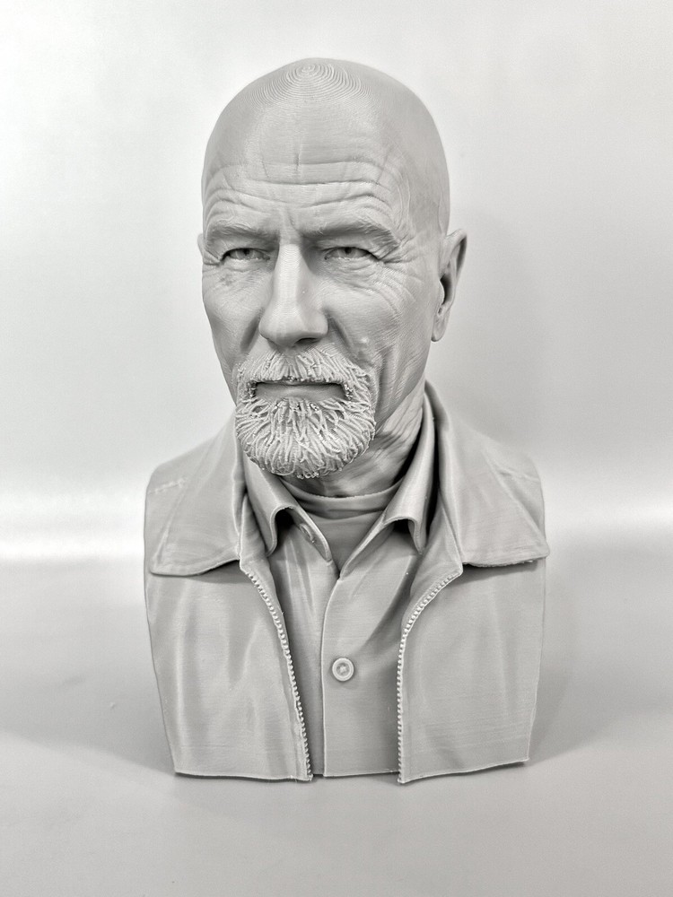 Breaking Bad Walter White / Heisenberg 3D Printed Bust Statue 6.75 Inches Gray