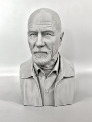 Breaking Bad Walter White / Heisenberg 3D Printed Bust Statue 6.75 Inches Gray