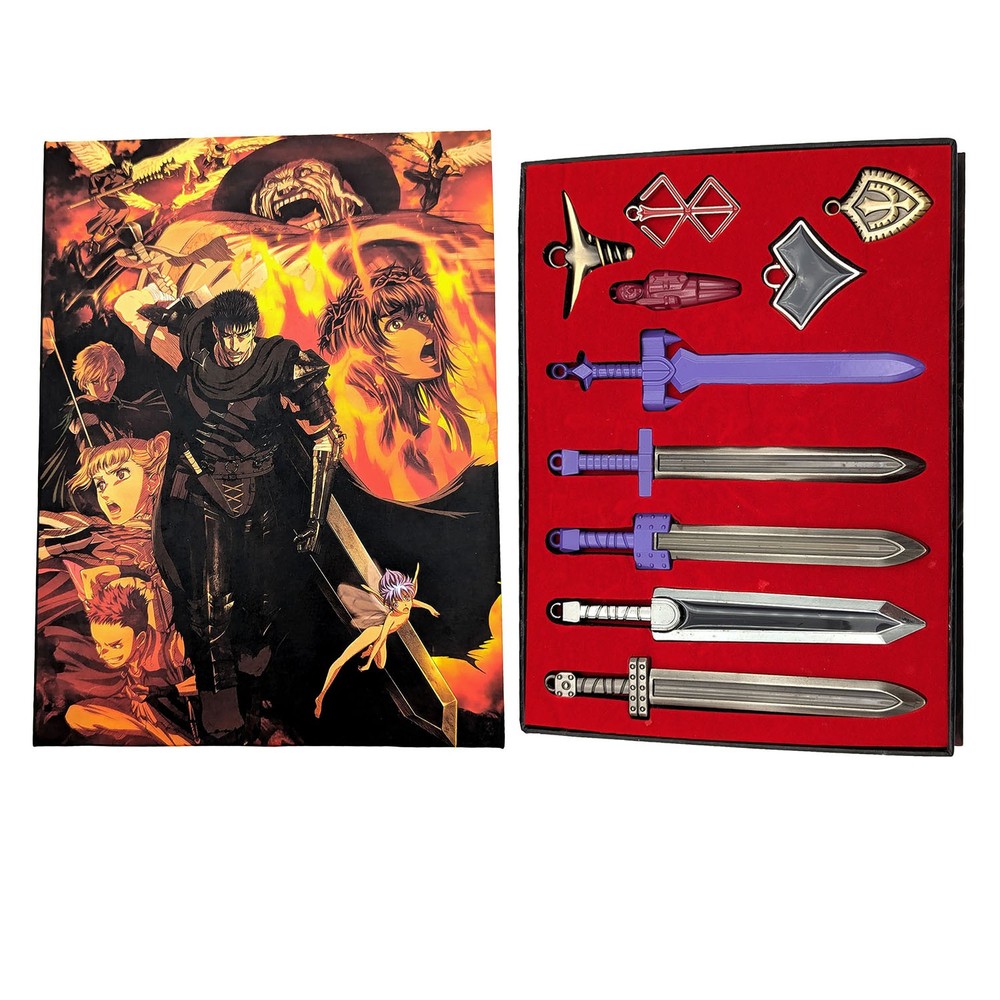 SWORDS & ICONS Berserk 7 Pcs. Necklace & Key Chain Set (Anime KeyChain Charm)