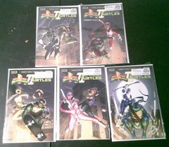 JASON DAVID FRANK SIGNED COMICS & Power Rangers X TMNT Figures Full Set Bundle