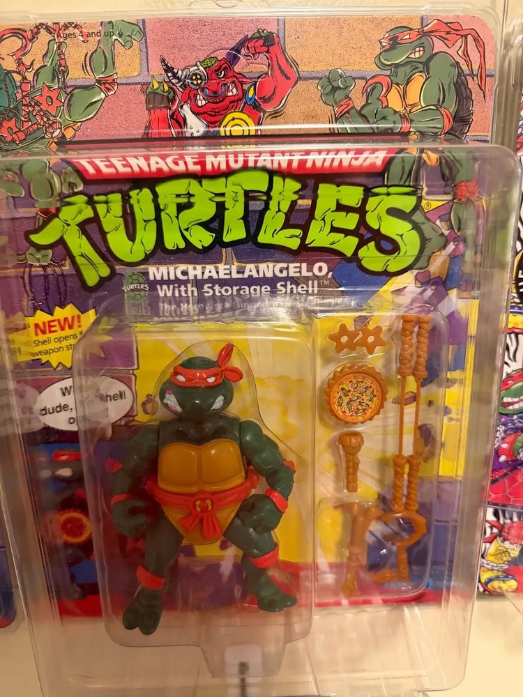 Vintage 1991 TMNT Michelangelo Storage Shell Figure MOC Unpunched