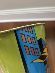 Vintage 1966 Batman & Robin Metal Trash Can Waste lithograph Cheinco 11.5″ Wear