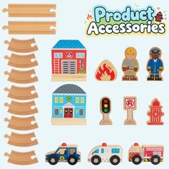 Wooden Train Set for Toddler, Wooden Tracks fits Thomas, fits Brio, fits Chug…