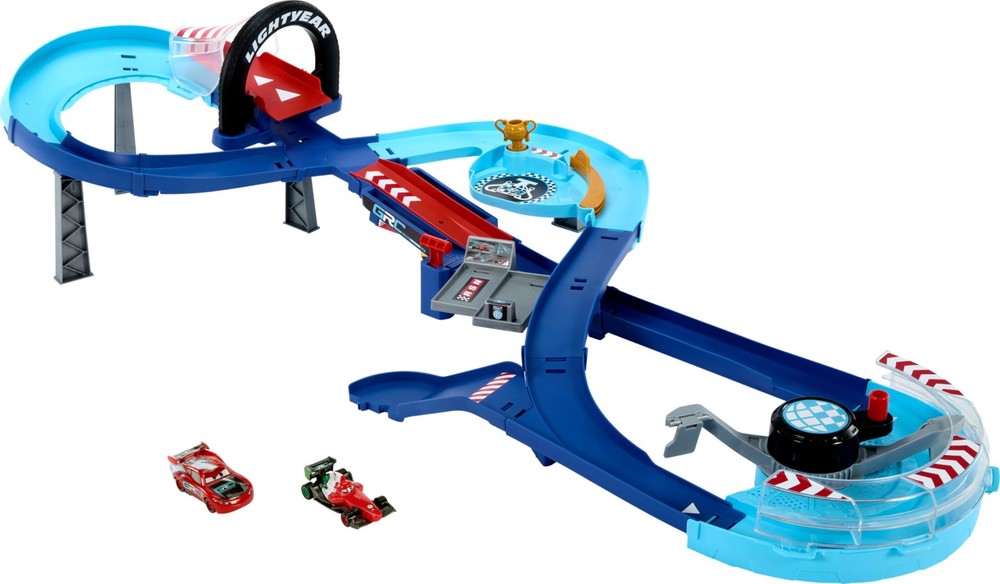 ​Mattel Disney and Pixar Cars Playset with 2 Toy Cars, Lightning McQueen & Franc