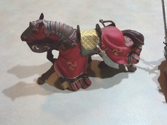 Papo Demon of Darkness Red Knight Action Figure on Horse With Swords