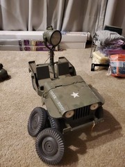 G. I. Joe 7000 Vintage Jeep, Trailer, Spotlight & Guns W/Stands, & Spare Tires