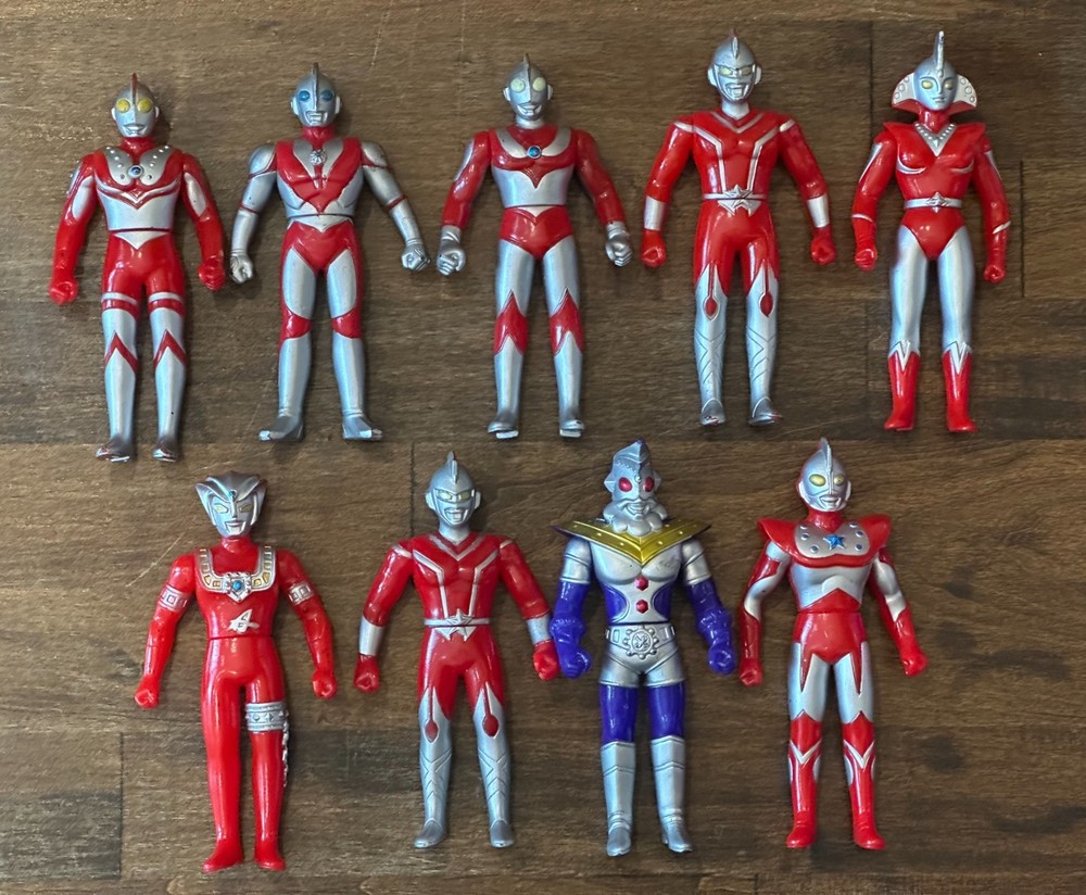 Lot of 9 Bandai Ultraman 5″ Figures Authentic Officially Licensed by Tsuburaya
