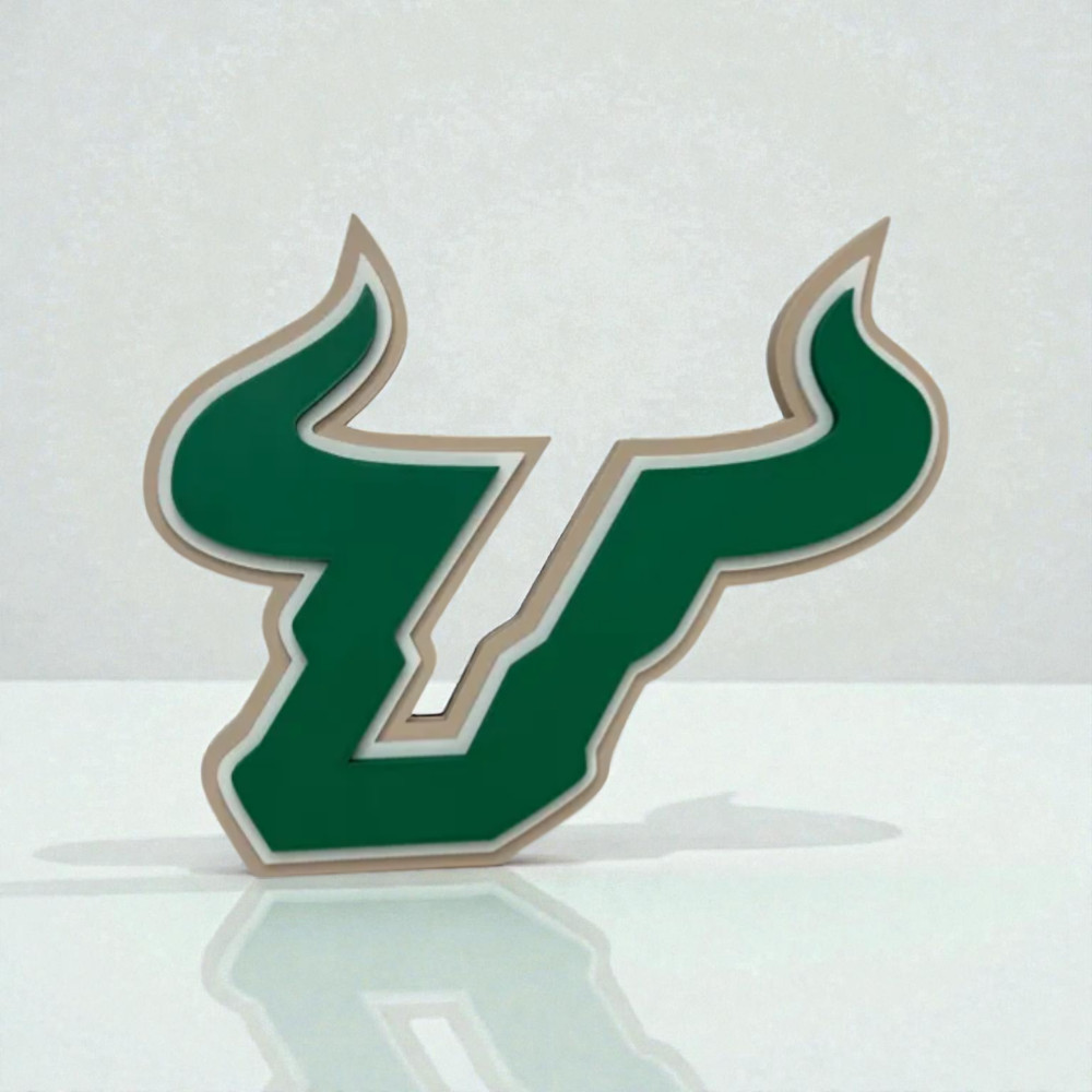 USF Bulls Logo Sign | Green and Beige Decorative Piece | Vintage Inspired