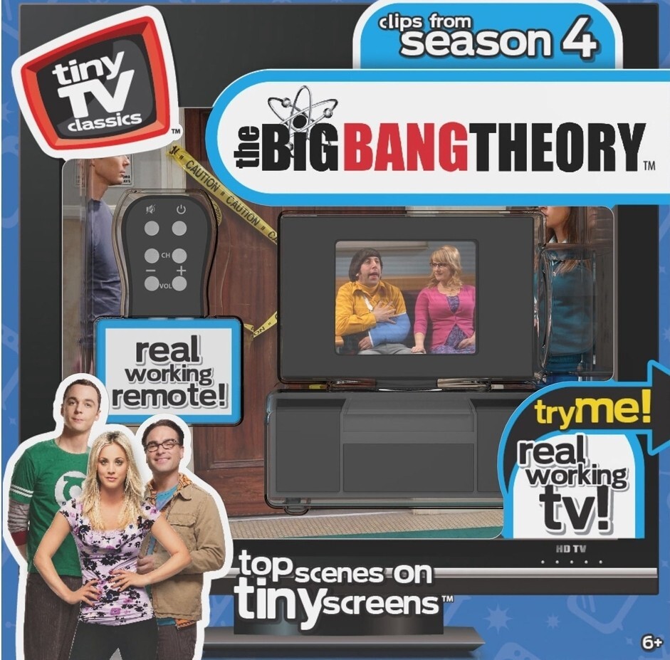Big Bang Theory Tiny TV Classics Real Working TV And Remote Arcade Toys NIB
