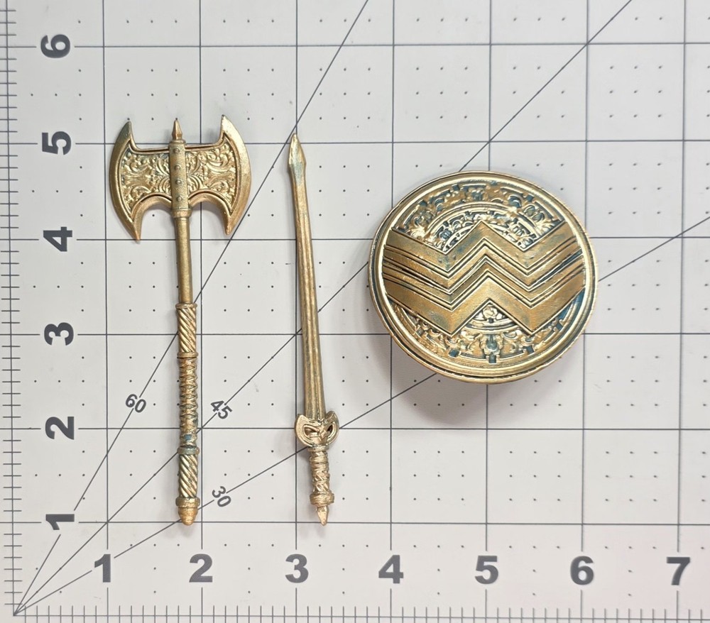 McFarlane DC Wonder Woman Sword Shield Weapon Patina 7″ Custom Fodder Parts