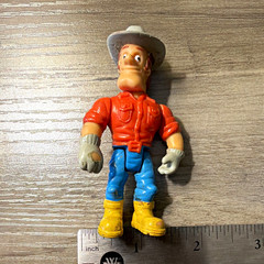 Cowboy Action Figure Toy, 3 in, Plastic, Red Blue Yellow Gray Beige Colors