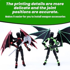 T13 Action Figure Set Fully Assembled Dummy 13 Robot with Demon Wings Green Blac
