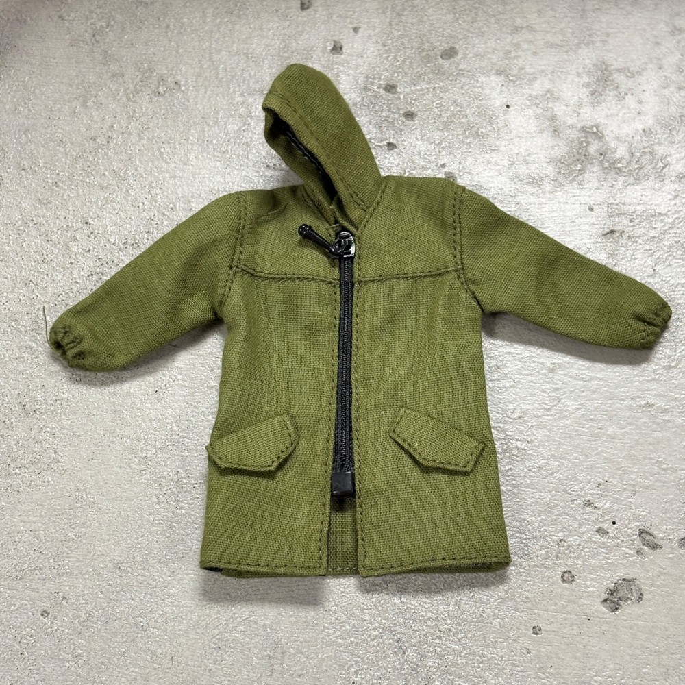 MI-ZPJK-GN: 1/12 Green Mid-Length Hooded Jacket for 6″ or 7″ action figures