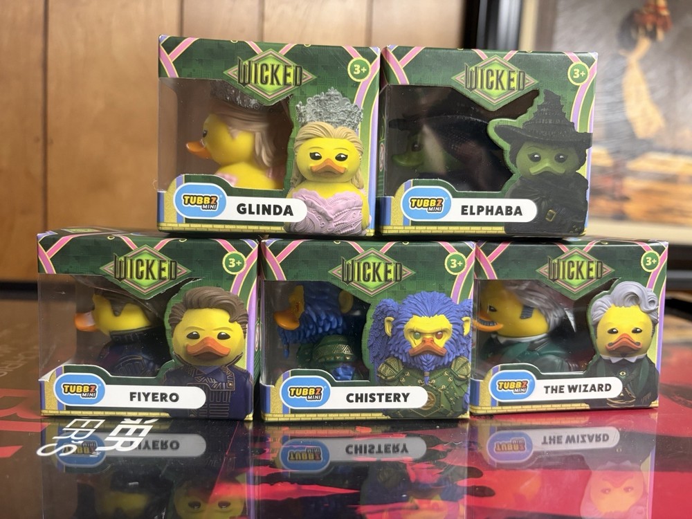 Wicked TUBBZ Mini Duck Figure Set Glinda Elphaba Fiyero Wizard Chistery