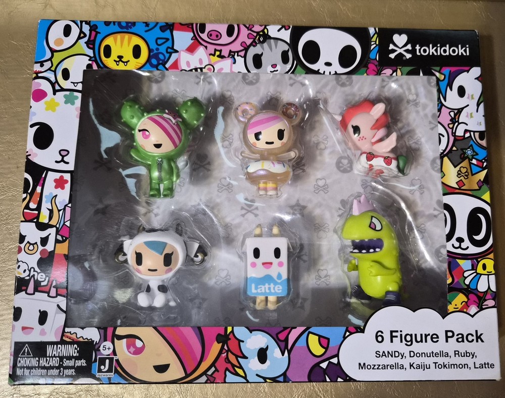 TOKIDOKI 6 FIGURE PACK 2 INCH DONUTELLA, MOZZARELLA,KAIJU TOKIMON,LATTE NIB