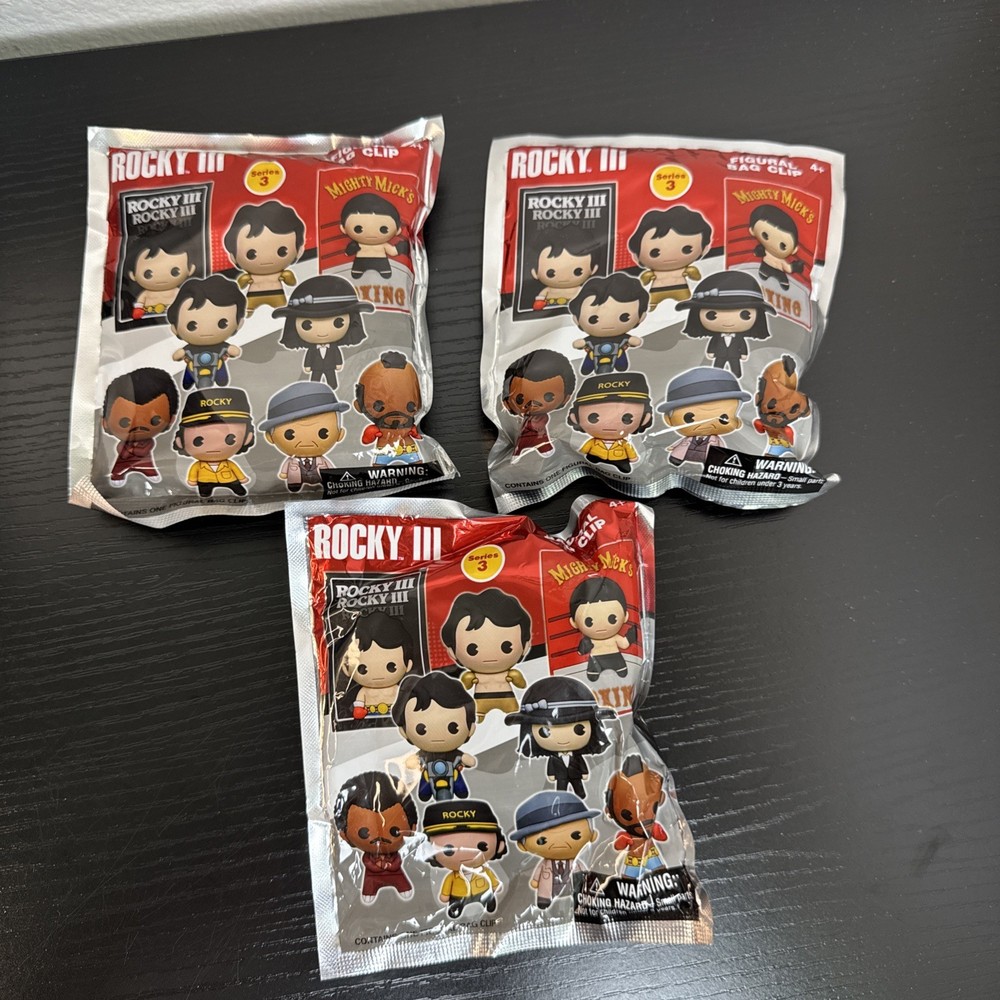 3D Figural Bag Clip Rocky Series 3 Pack [1 RANDOM Figure Each.
