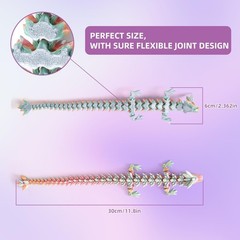 3Pcs 12In 3D Printed Crystal Dragon Glow in the Dark,3D Printed Flexible Articul