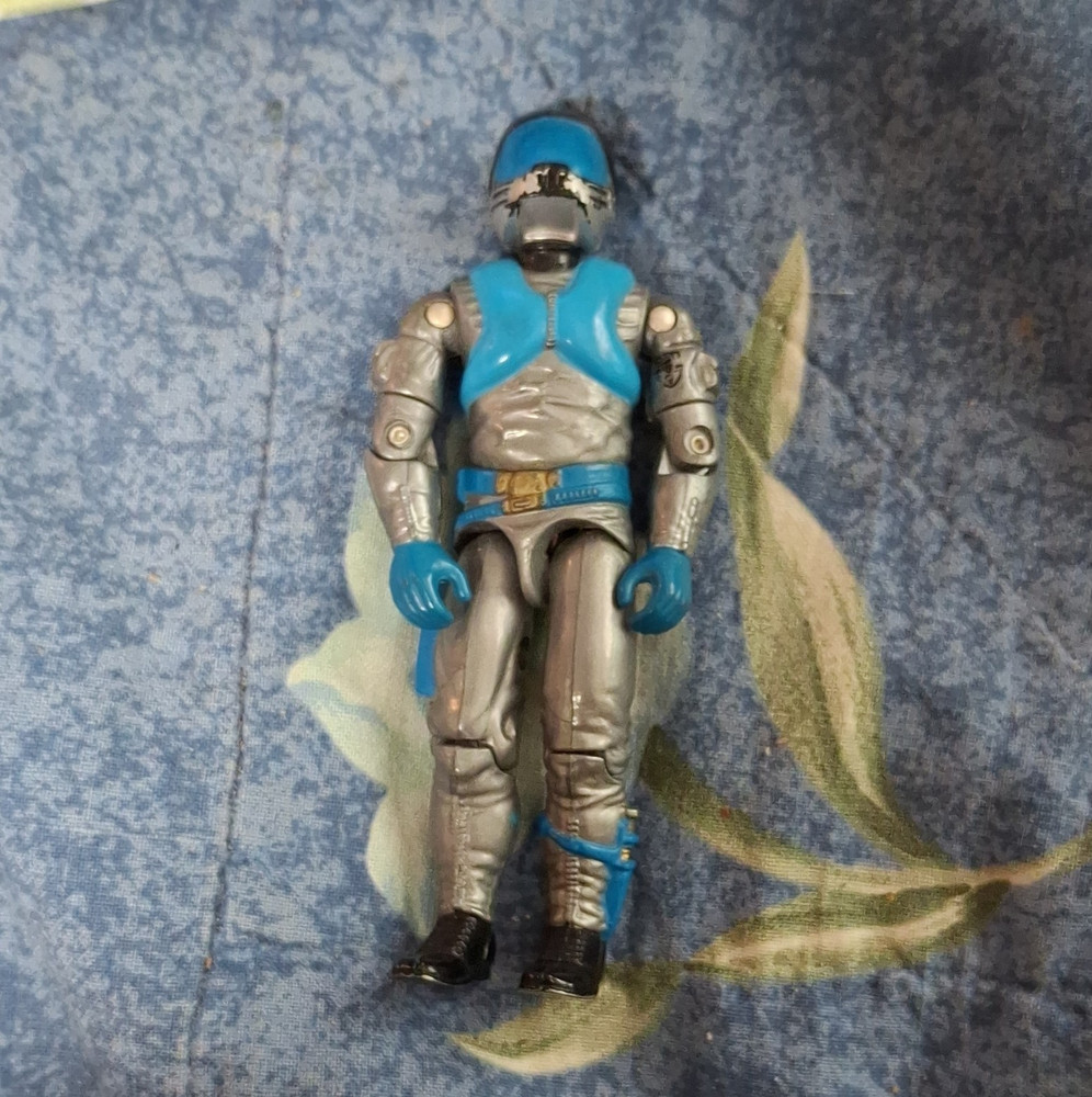 Blue & Silver Armored Robot Action Figure, Plastic, Blue/Silver/Black