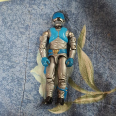 Blue & Silver Armored Robot Action Figure, Plastic, Blue/Silver/Black