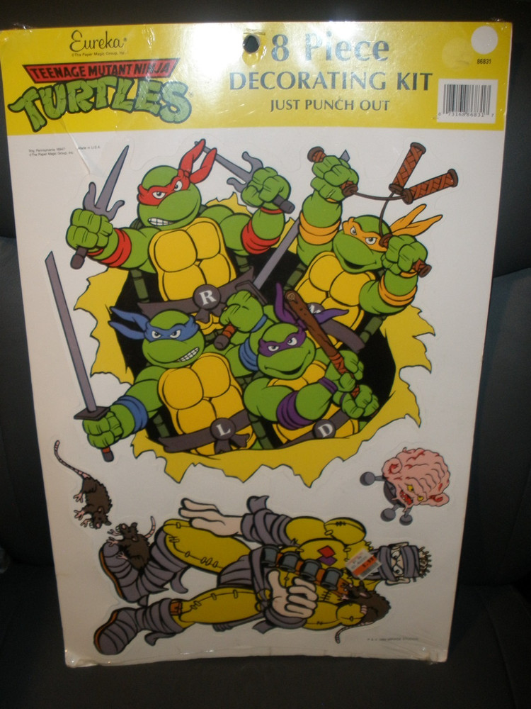 RARE NEW Vintage 1989 Teenage Mutant Ninja Turtles Eureka 8 Piece Decorating Kit
