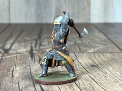 Painted Tabletop Action Figure medieval knight with an ax 60mm Plastic Craft