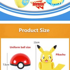High Quality Pokemon Ball Deformation Toy Pikachu Mewtwo Gyarados Pocket Monster