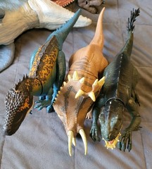 Big Jurassic World Toy Dino Lot Indominus T- Rex Mosasaurus Raptors Triceratops