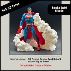 Smoke Swirl Cloud Effects Set of 2 | 3D Printed | Action Figure Prop Accessory