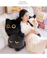 50-90cm Giant Black Cat Plush Toy Kawaii Cuddly Stuffed Pillow Kids Gift