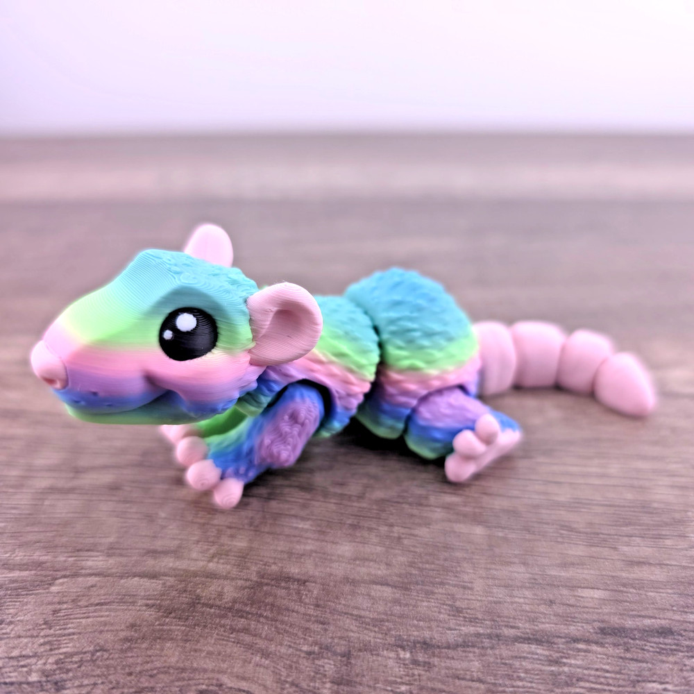 Mini Rat Desk Pet – Choose Color – 3D Printed Articulated Mouse Flexi Fidget