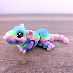 Mini Rat Desk Pet – Choose Color – 3D Printed Articulated Mouse Flexi Fidget