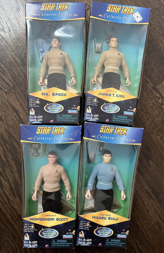 Star Trek Collector Edition Captain Kirk Mr Spock Sulu Scott 1996 Set Of 4 MIB
