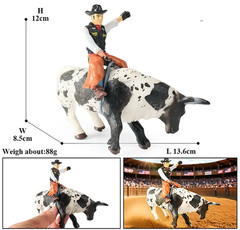 Bull and Rider Toy Action Figure Small Animal Figurine Doll Gift for Kids