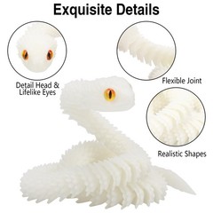 24″ Glow in the Dark 3D Printed Snake – Flexible Articulated Rainbow Animal Toy