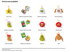 McDonalds Toys AUS 2025 Christmas Grinchmas Grinch Ornaments&Card Full Set Of 12